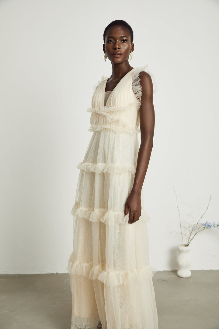 Levoire | Robe Maxi À Volants Décorés
