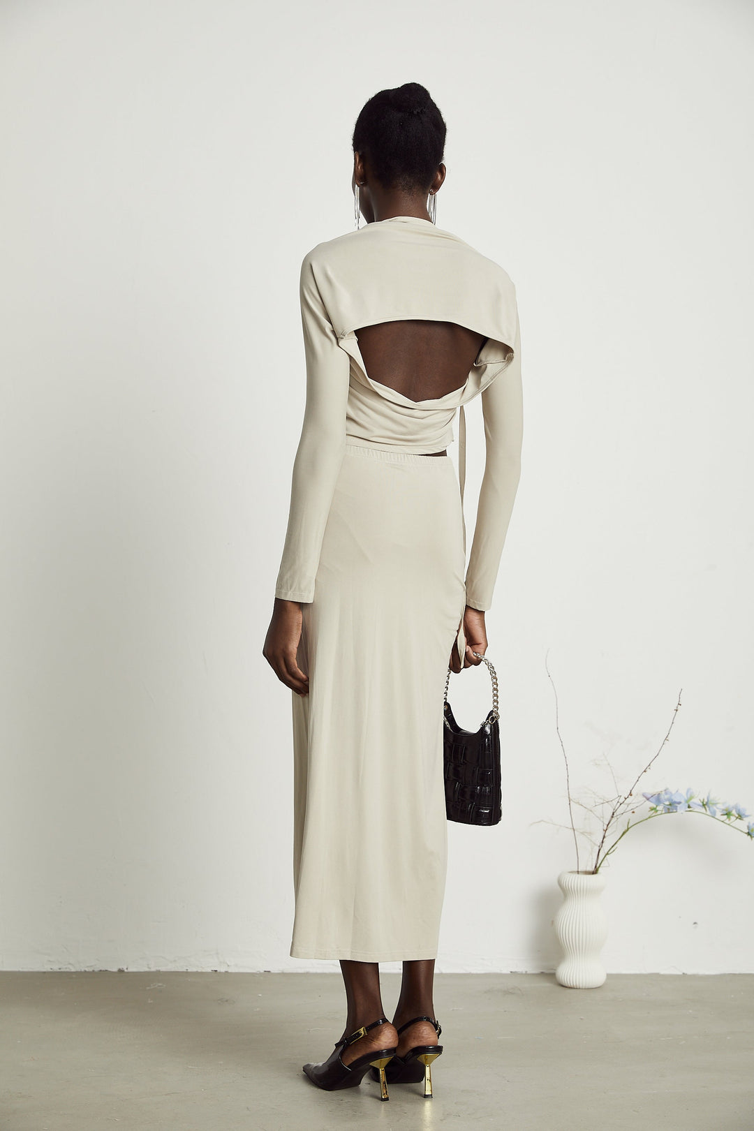 Levoire | Top En Jersey Khaki & Jupe Ensemble Assorti