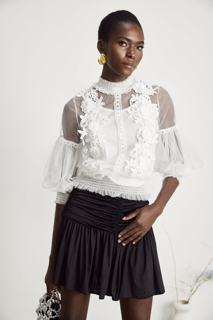 Levoire | Fleurs Top Semi-Transparent