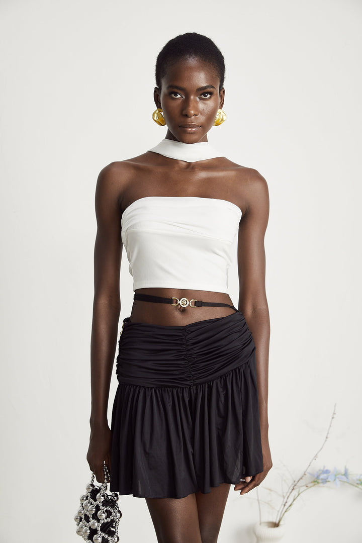 Levoire | Top À Volants Blanc Corset