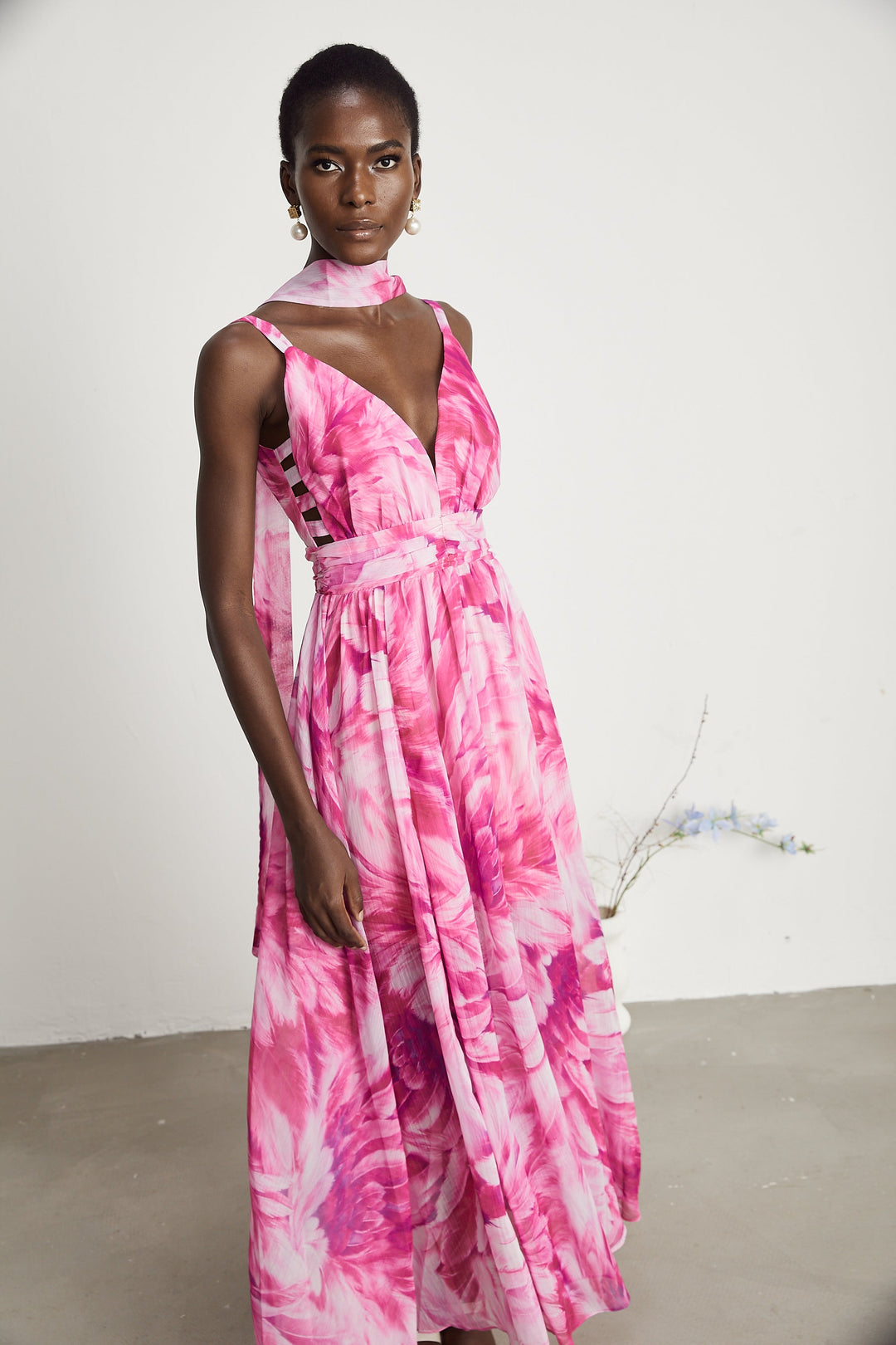 Levoire | Robe Maxi À Fleurs Décolleté En V