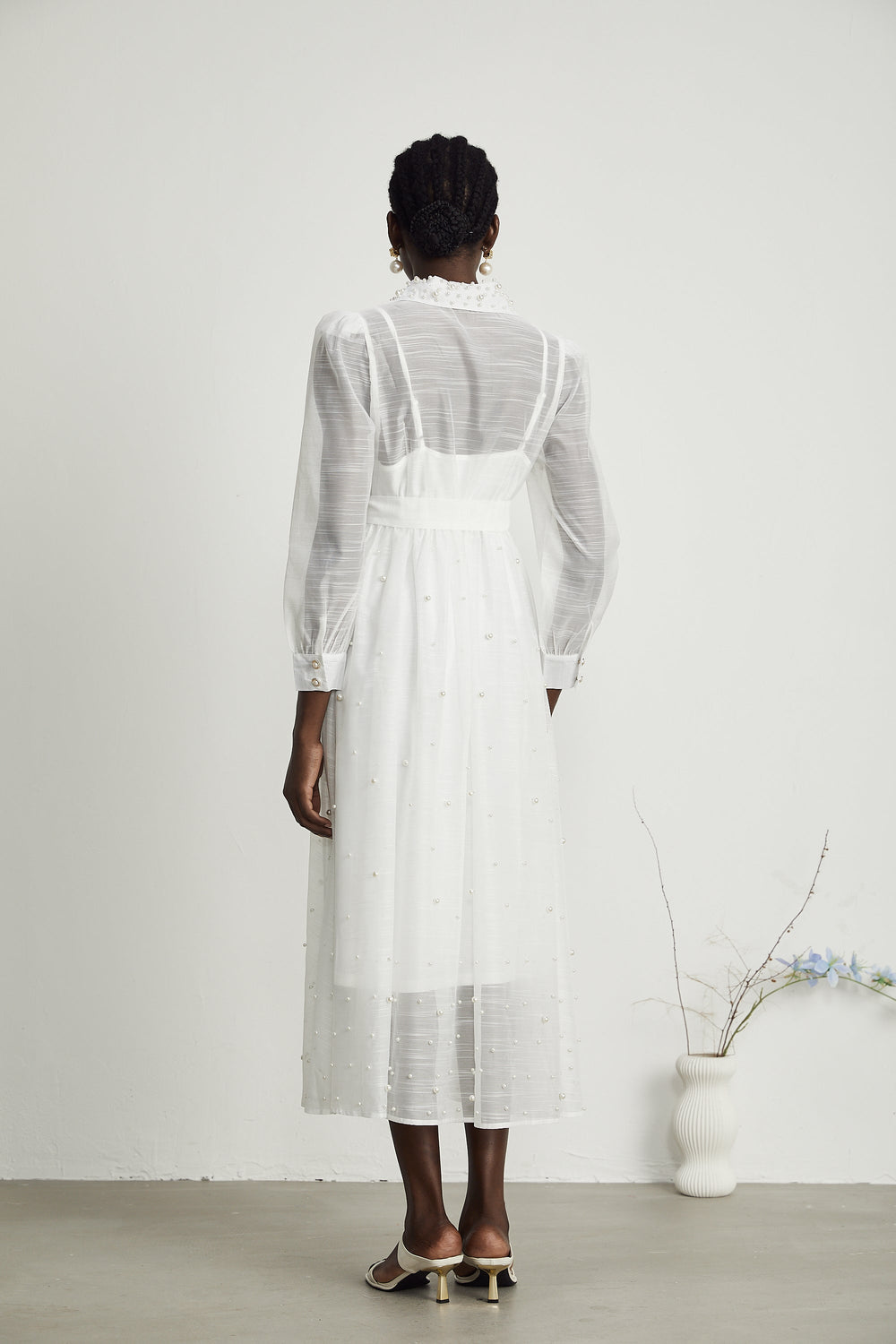 Levoire | Faux Perles Décorées Robe Midi