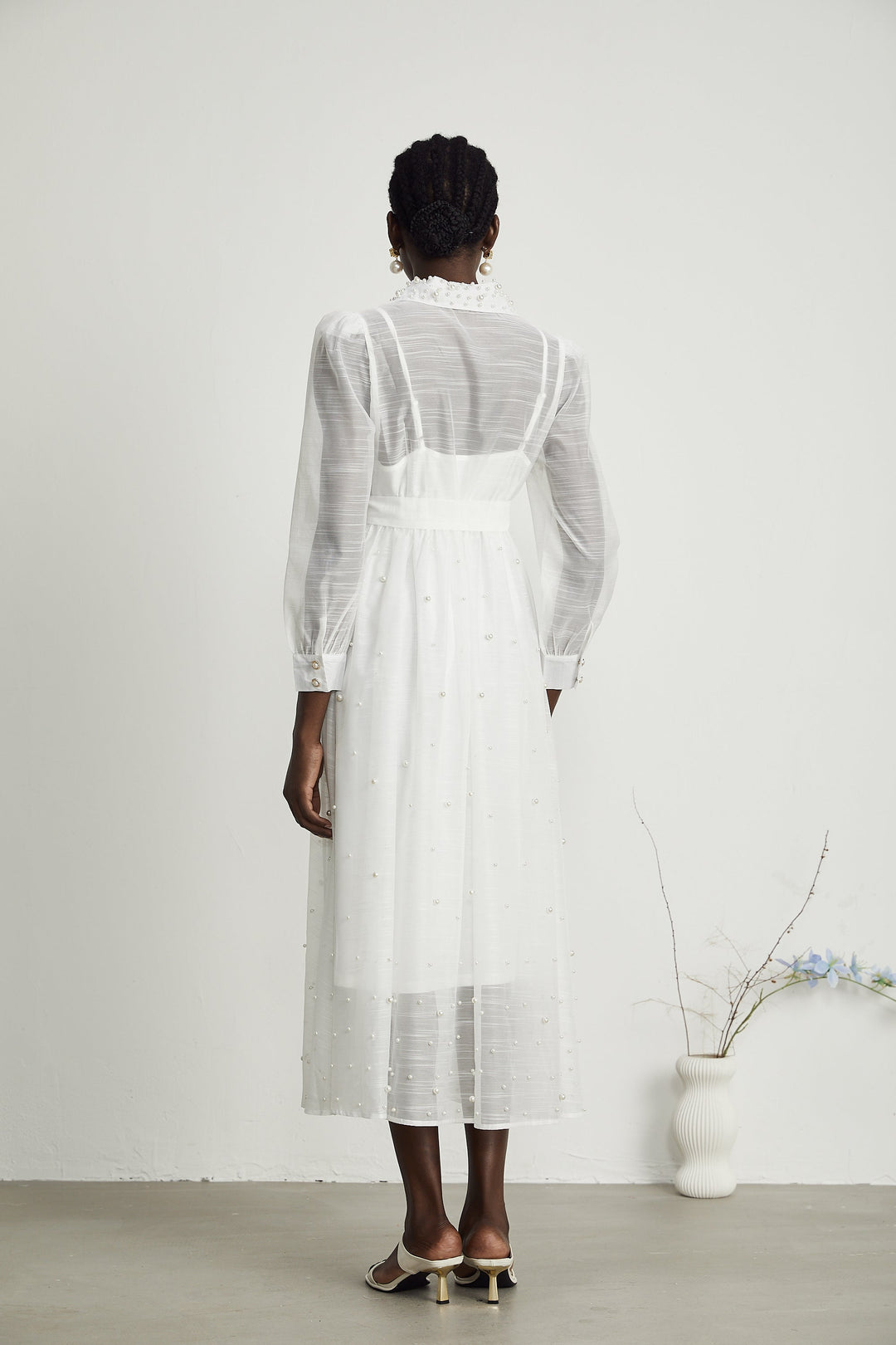 Levoire | Faux Perles Décorées Robe Midi