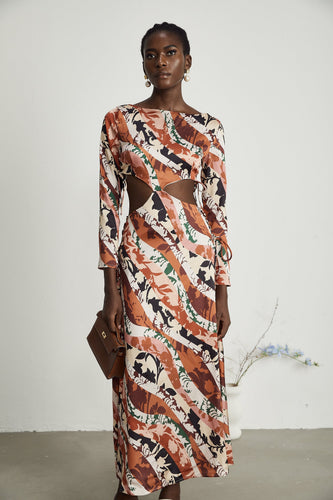 Levoire | Motif Imprimé Découpé Midi Robe