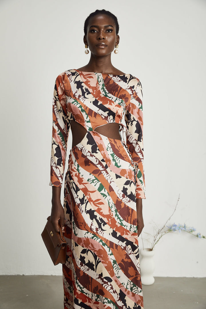 Levoire | Motif Imprimé Découpé Midi Robe