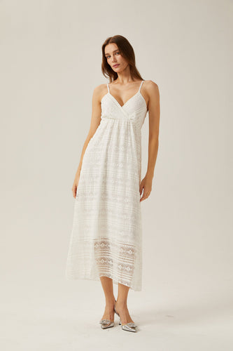 Levoire | Robe Midi Blanche À Encolure En V Découpée