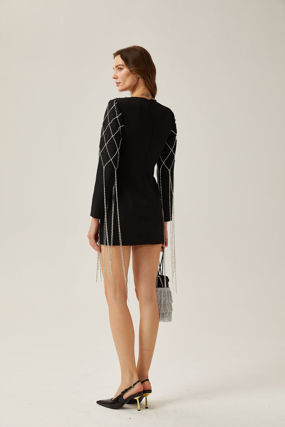 Levoire | Robe Mini Noire Avec Cristaux