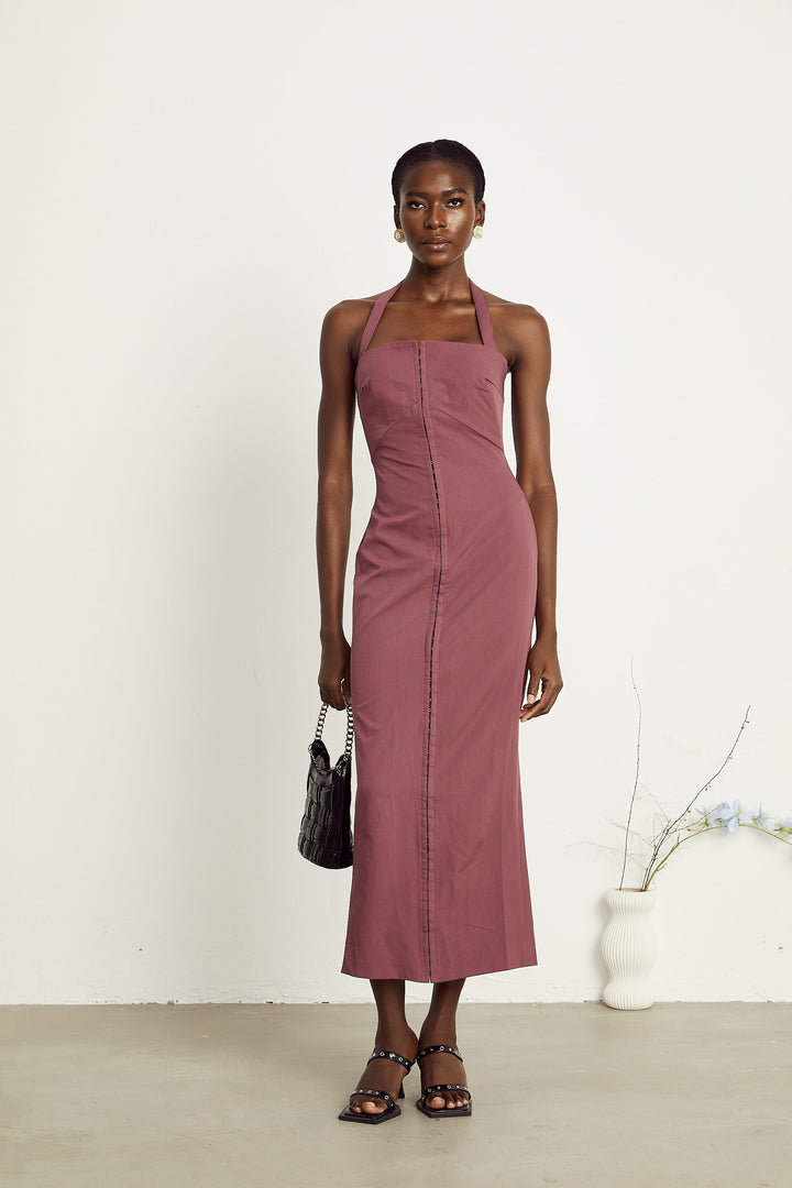 Levoire | Robe Maxi À Encolure Halter Lilas