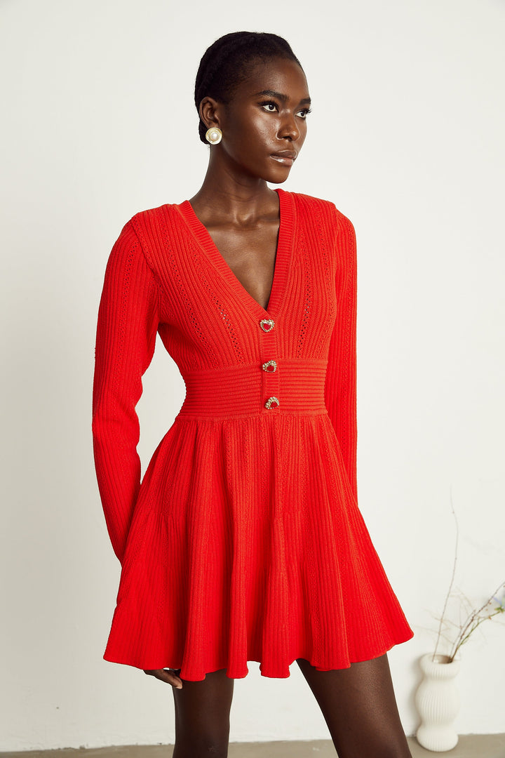 Levoire | Robe Mini À Col V Rouge