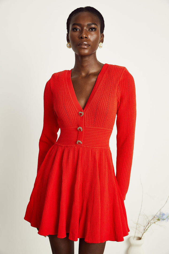 Levoire | Robe Mini À Col V Rouge