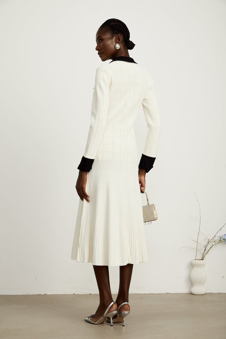 Levoire | Bande Contrastée Robe Chemise Tricotée