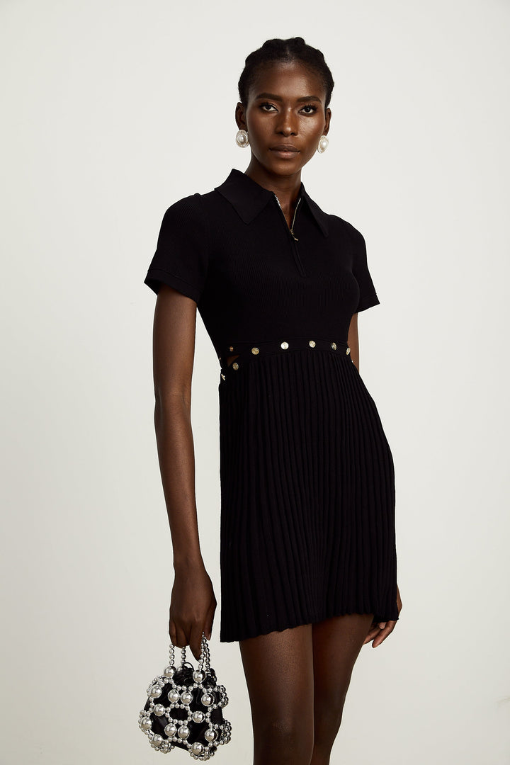 Levoire | Robe En Tricot Plissée Noire