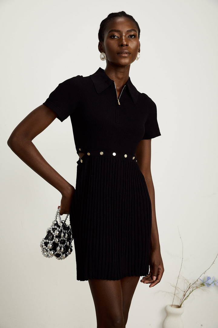 Levoire | Robe En Tricot Plissée Noire