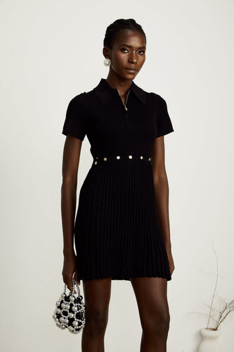 Levoire | Robe En Tricot Plissée Noire