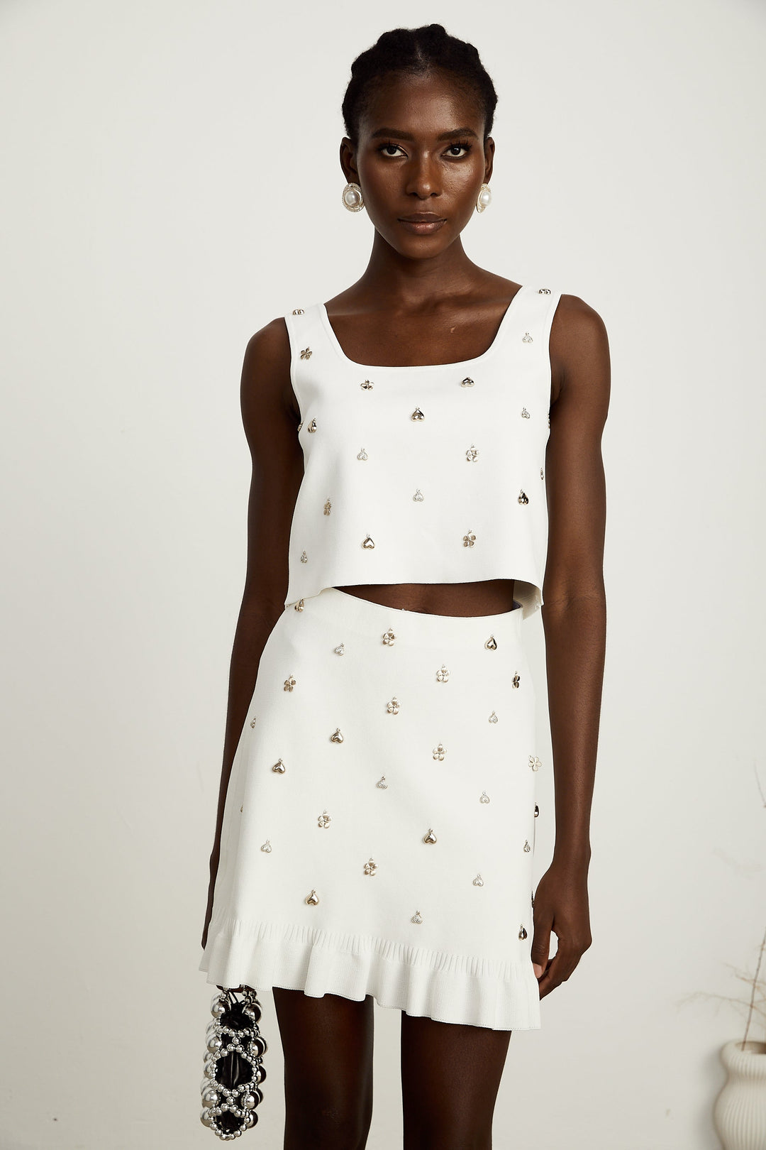 Levoire | Top En Tricot Orné & Jupe Ensemble Assorti