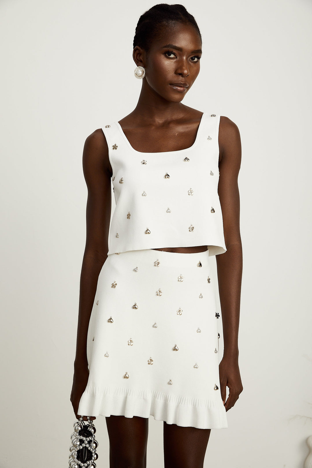 Levoire | Top En Tricot Orné & Jupe Ensemble Assorti