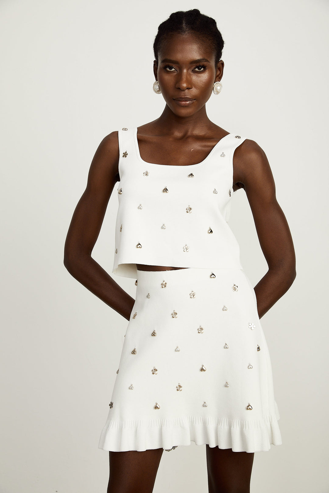 Levoire | Top En Tricot Orné & Jupe Ensemble Assorti