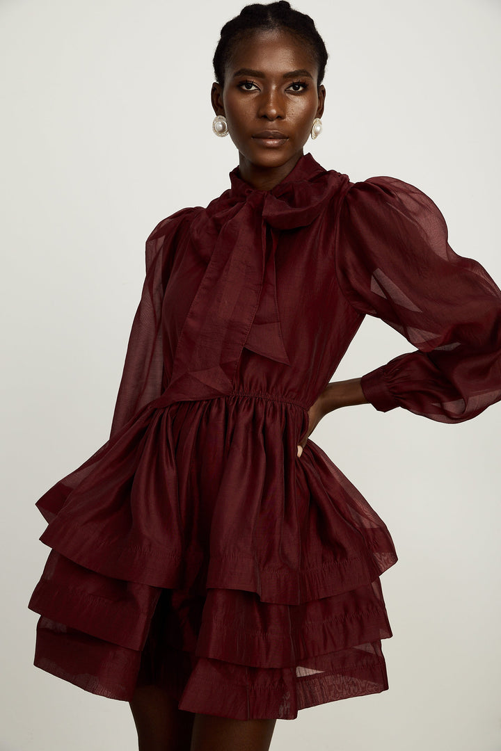 Levoire | Robe Mini Évasée Rayée Rouge