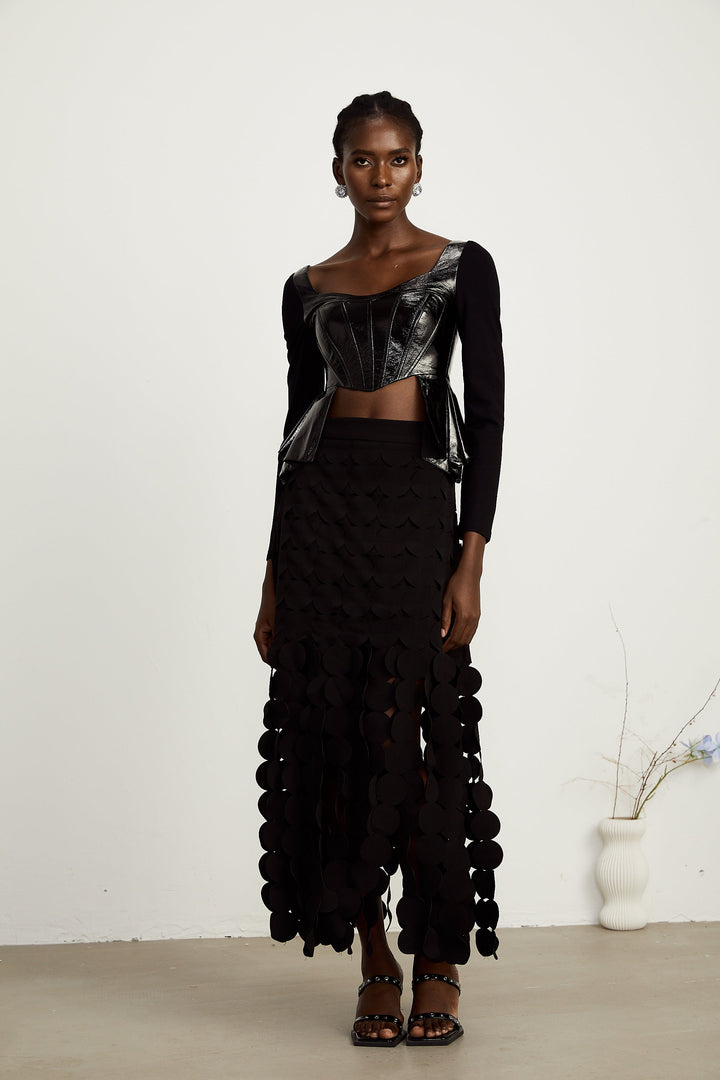 Levoire | Top En Cuir Synthétique À Panneaux Peplum