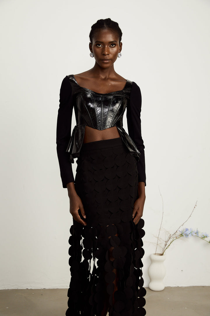 Levoire | Top En Cuir Synthétique À Panneaux Peplum