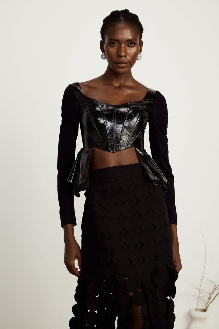 Levoire | Top En Cuir Synthétique À Panneaux Peplum