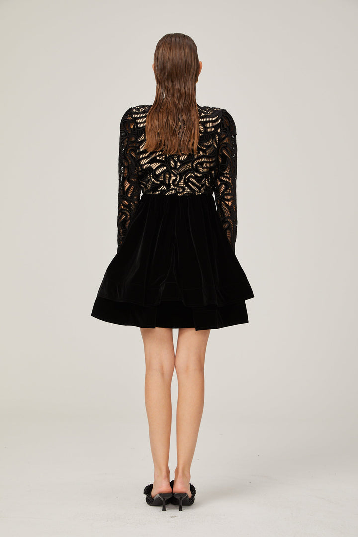 Levoire | Robe Mini En Velours Noir Avec Décolleté