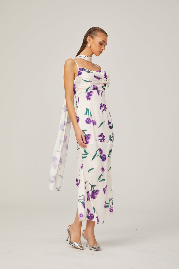 Levoire | Foulard Fleuri Design Midi Robe