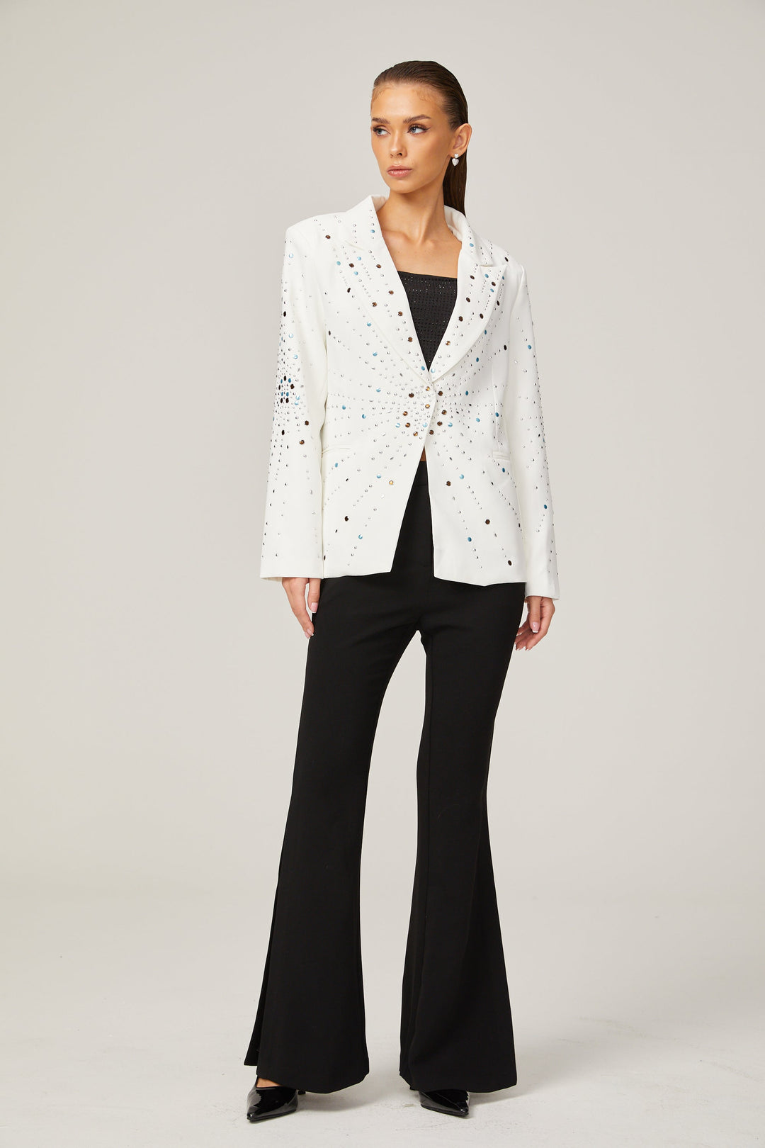 Levoire | Veste Bleue Avec Strass Blancs
