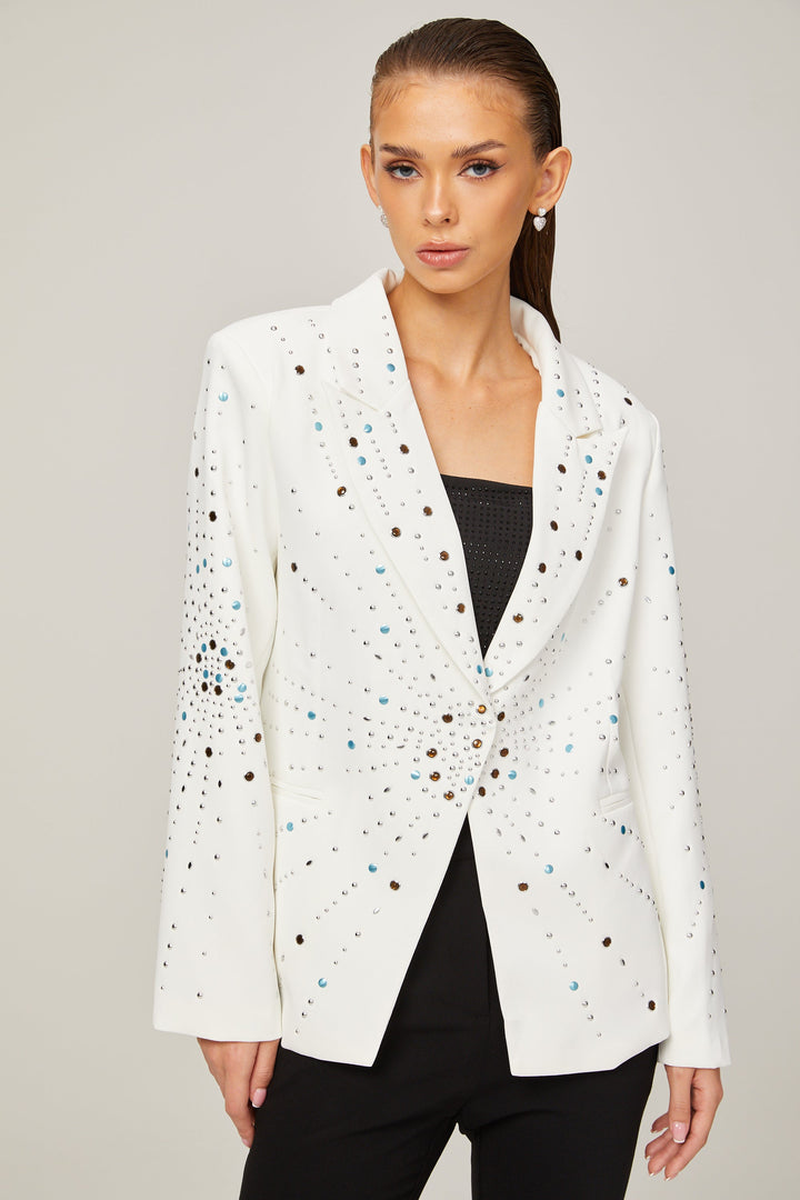 Levoire | Veste Bleue Avec Strass Blancs