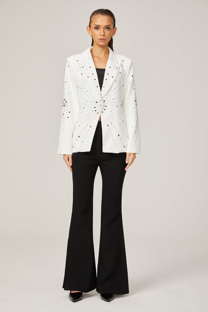 Levoire | Veste Bleue Avec Strass Blancs