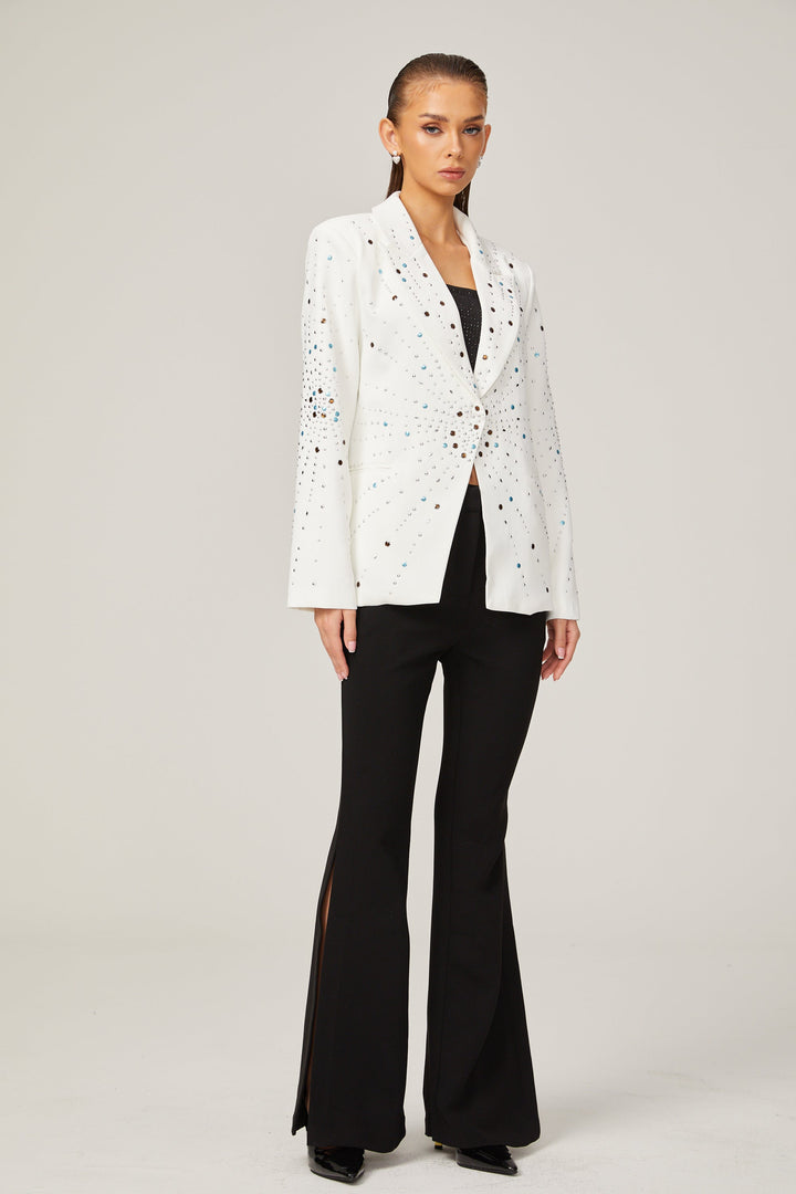 Levoire | Veste Bleue Avec Strass Blancs