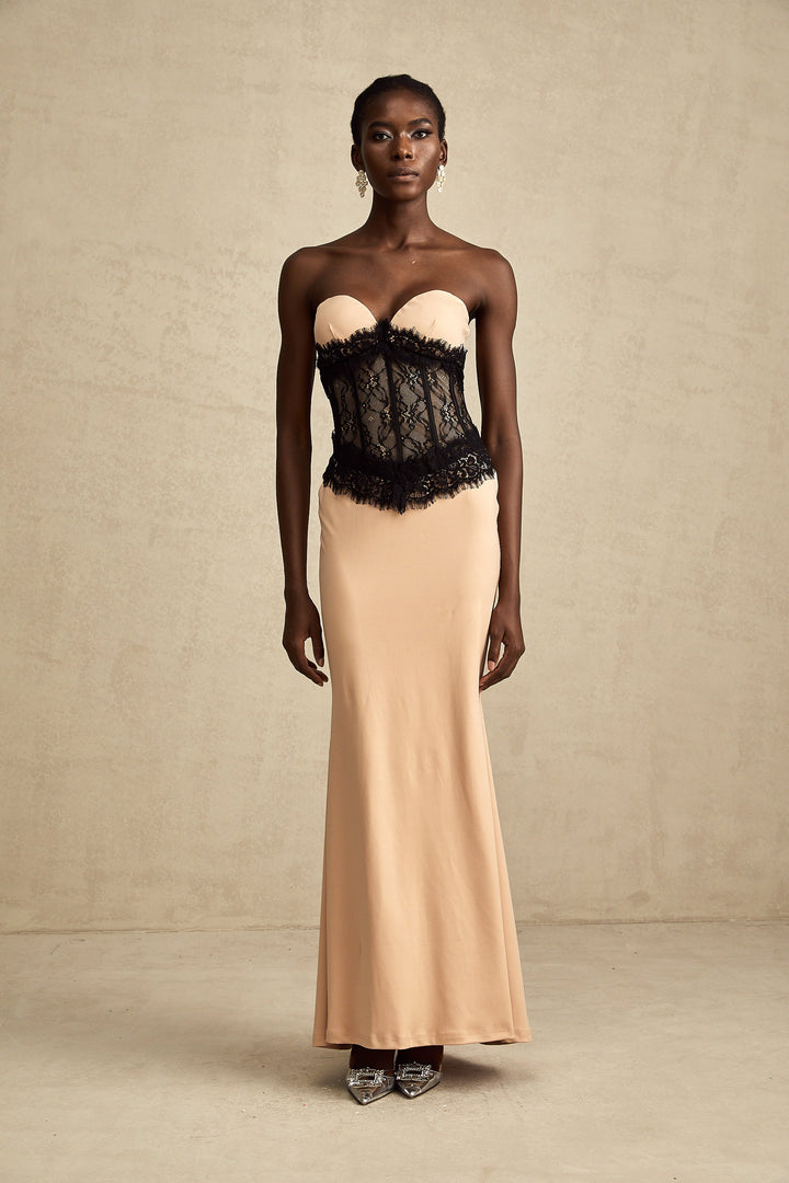 Levoire | Panneau En Dentelle Robe Maxi Sans Épaules Corset