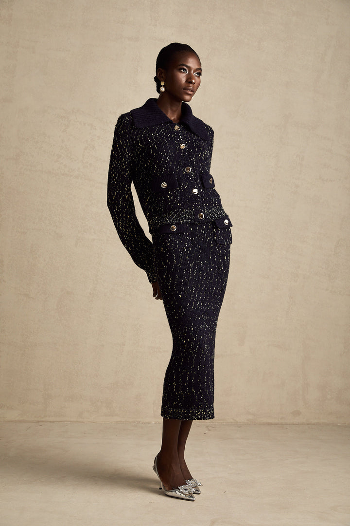 Levoire | Marine Gilet Au Crochet & Jupe Ensemble Assorti