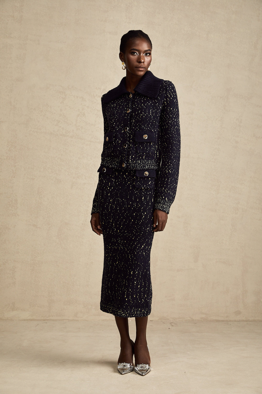 Levoire | Marine Gilet Au Crochet & Jupe Ensemble Assorti