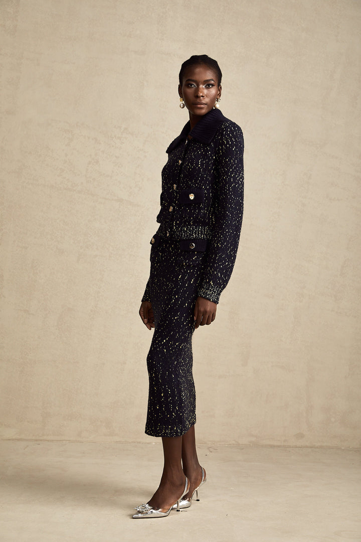 Levoire | Marine Gilet Au Crochet & Jupe Ensemble Assorti