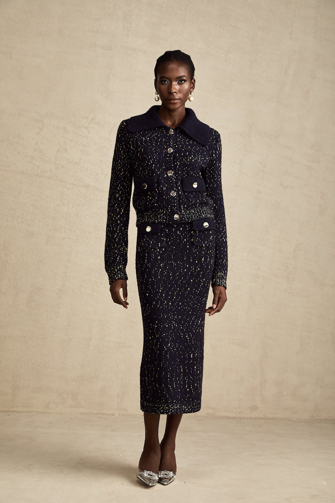 Levoire | Marine Gilet Au Crochet & Jupe Ensemble Assorti