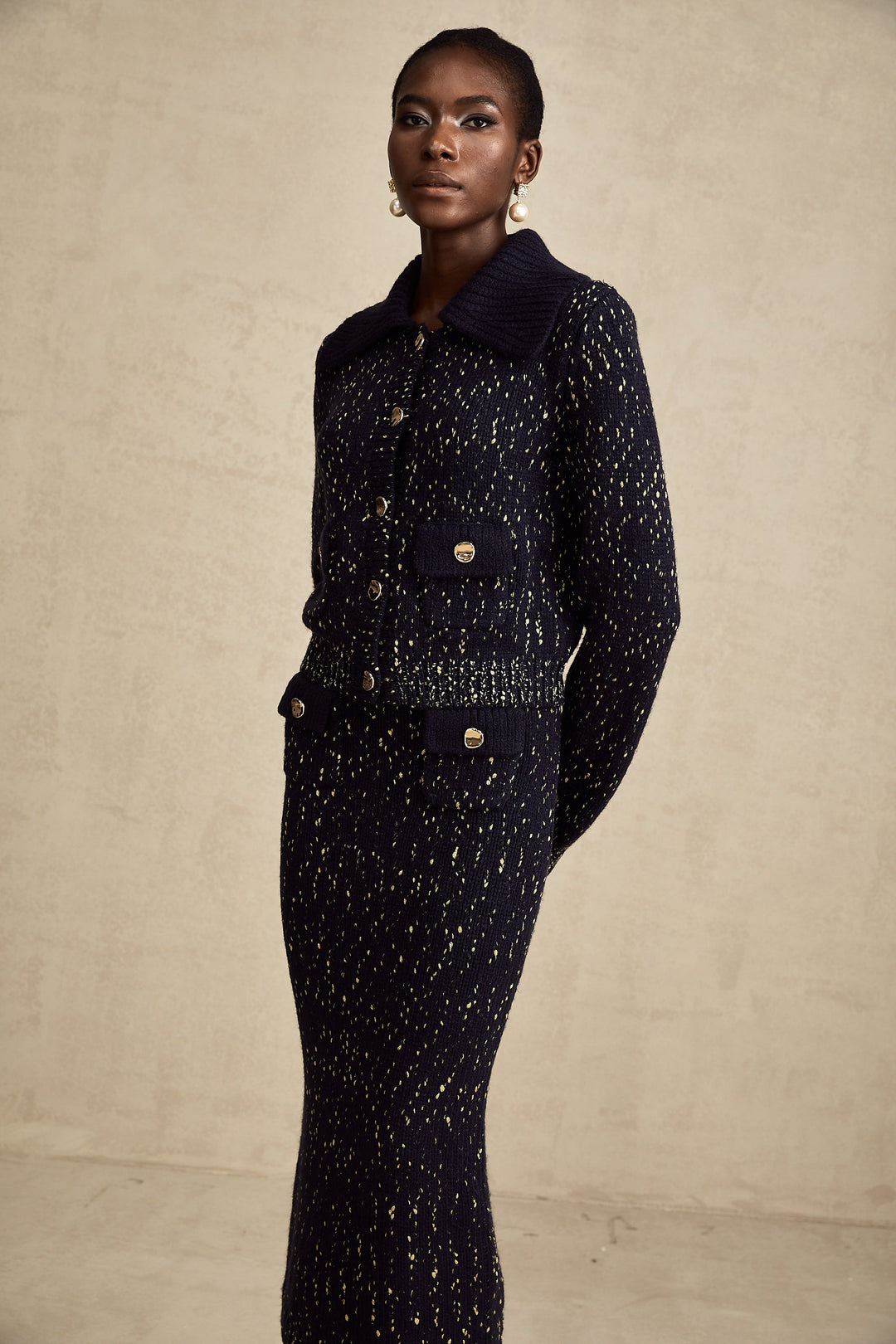 Levoire | Marine Gilet Au Crochet & Jupe Ensemble Assorti