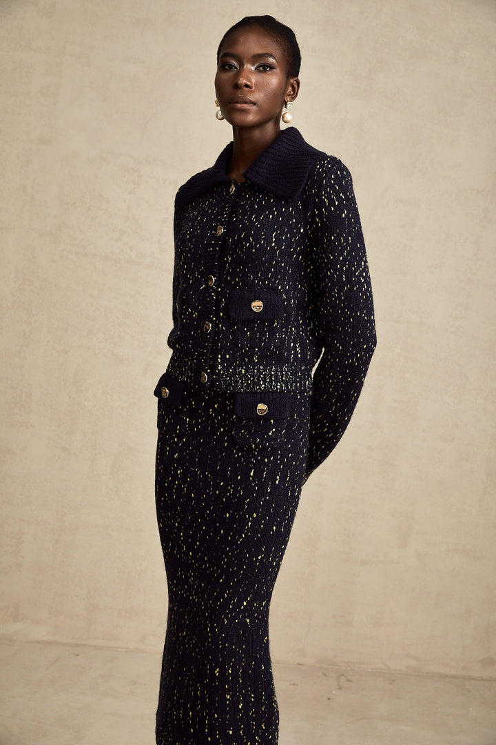 Levoire | Marine Gilet Au Crochet & Jupe Ensemble Assorti