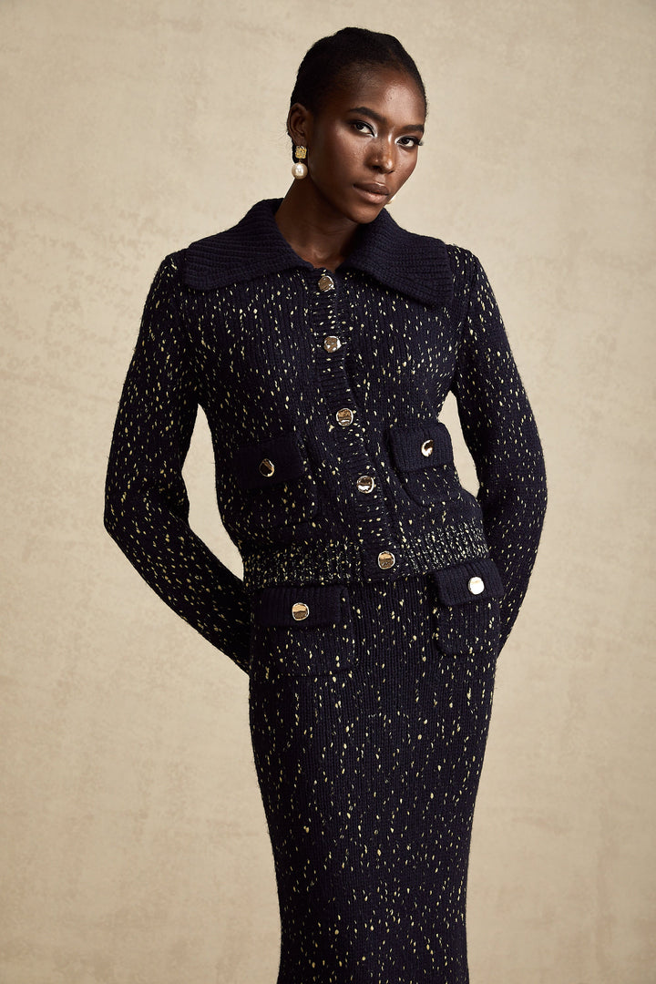 Levoire | Marine Gilet Au Crochet & Jupe Ensemble Assorti
