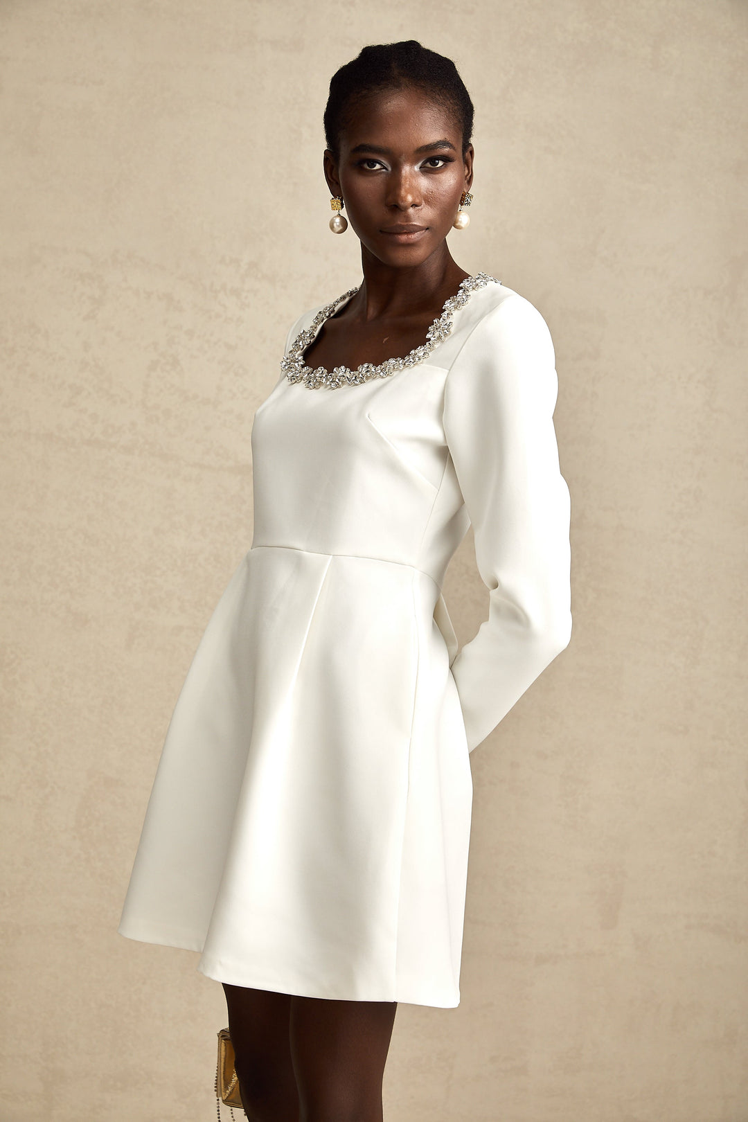 Levoire | Robe Mini En A Brodée De Cristaux Blancs