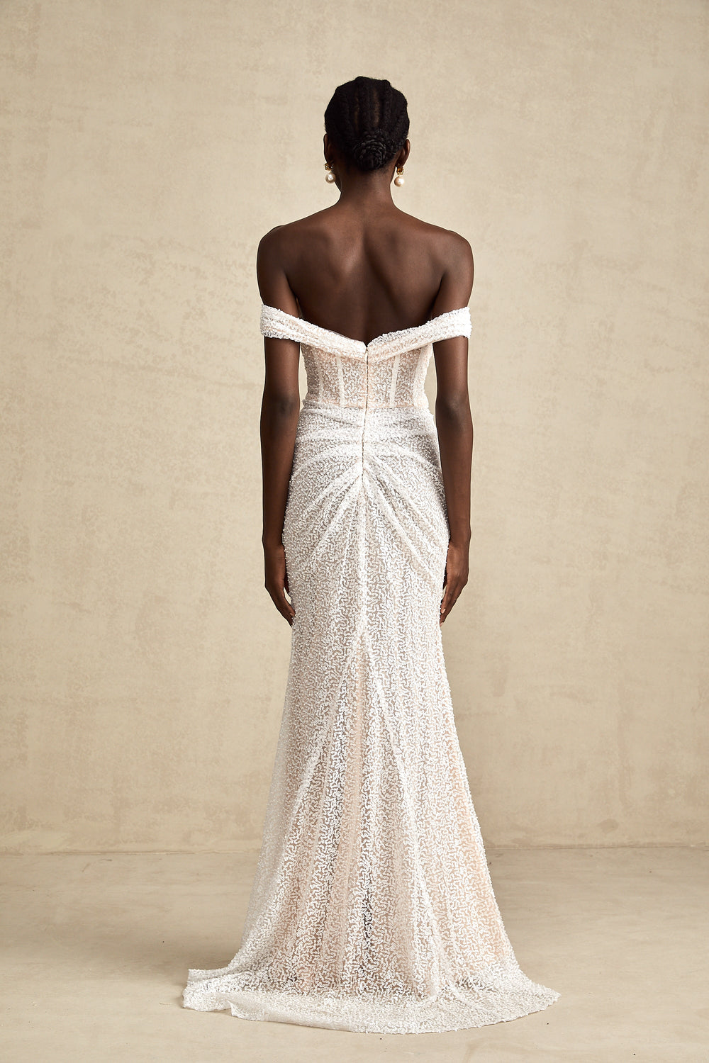 Levoire | Robe Maxi Off-Shoulder Blanche Ornée