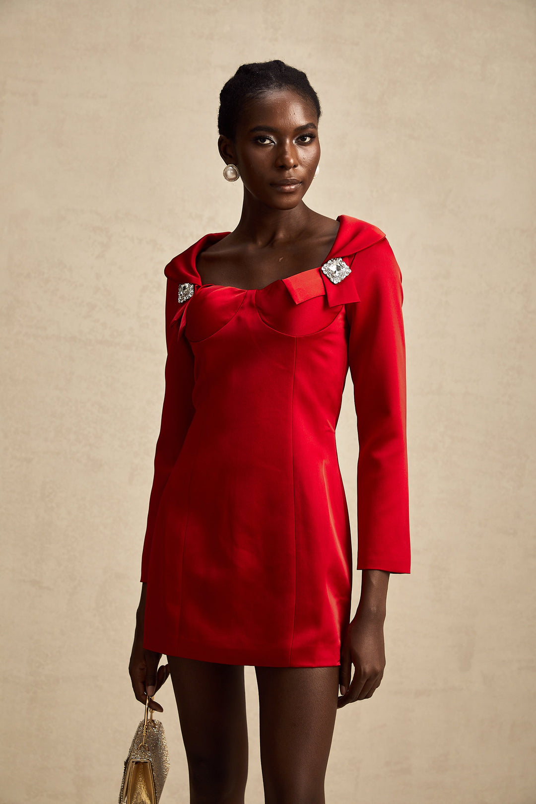 Levoire | Robe Mini Satin Style Croix Rouge