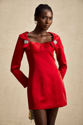 Levoire | Robe Mini Satin Style Croix Rouge