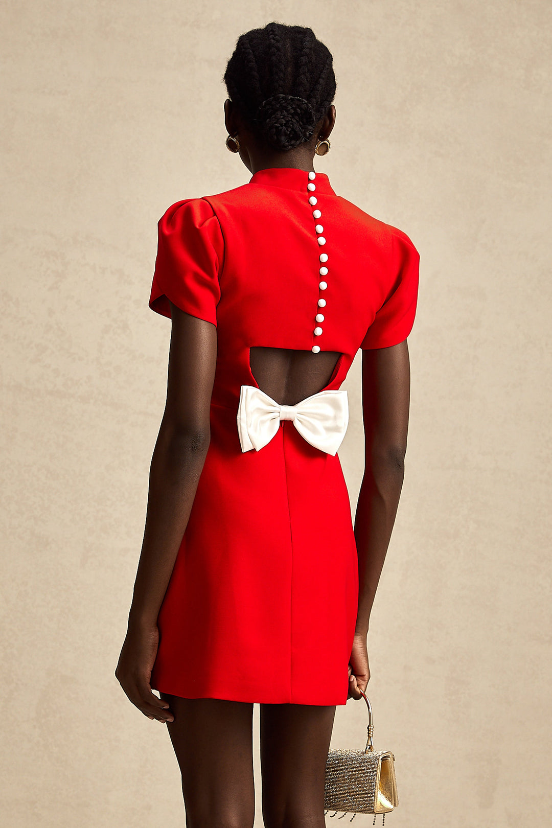 Levoire | Robe Mini À Découpe Baillement De Manche Pétale Rouge