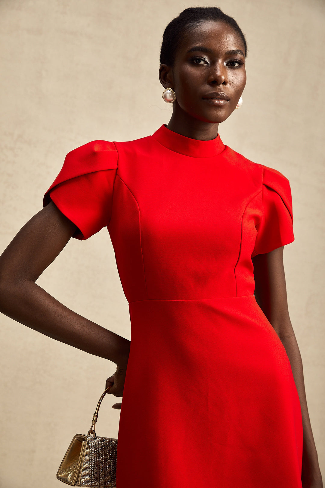 Levoire | Robe Mini À Découpe Baillement De Manche Pétale Rouge