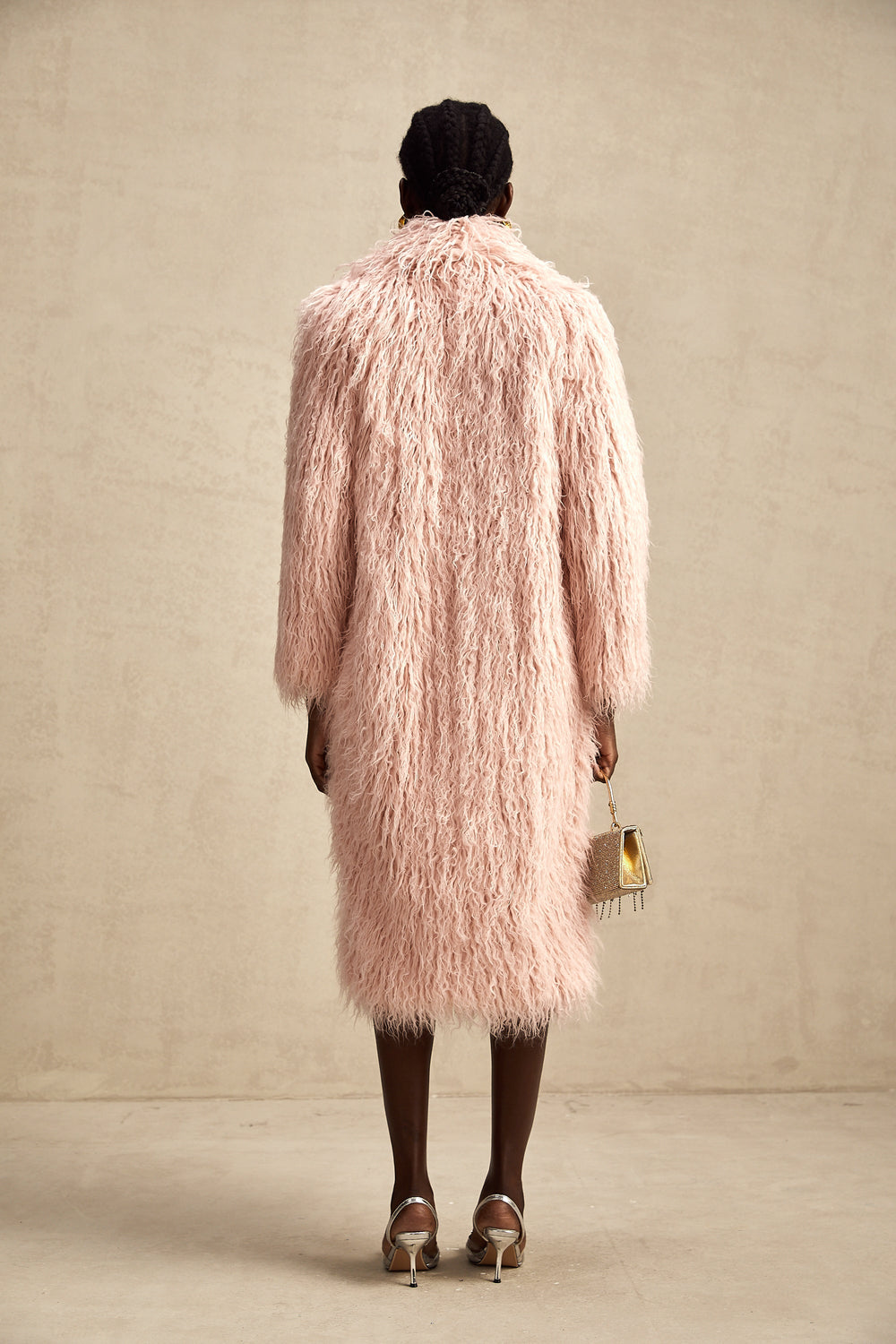 Levoire | Pink Fourrure Synthétique Manteau À Ouverture Avant