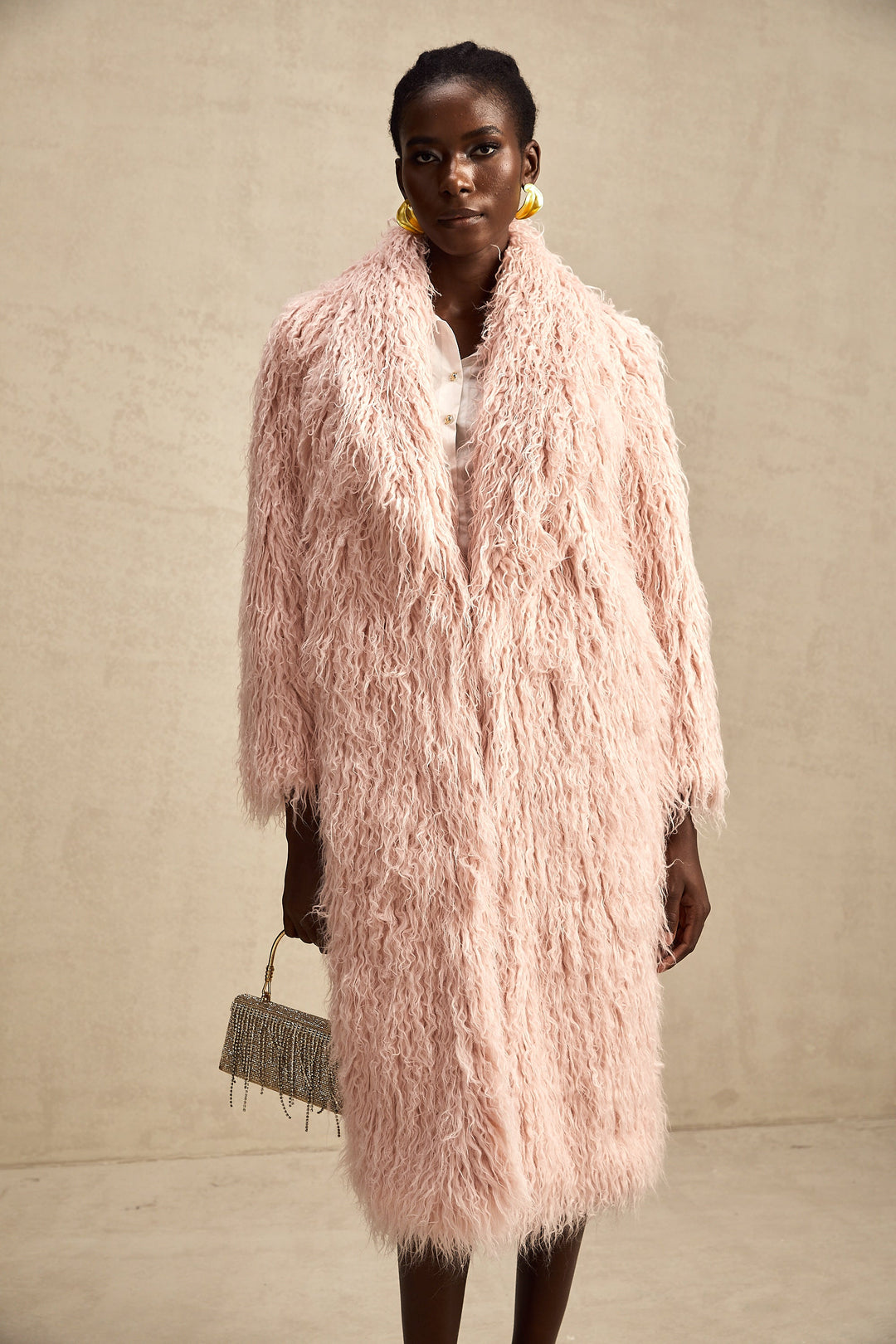 Levoire | Pink Fourrure Synthétique Manteau À Ouverture Avant