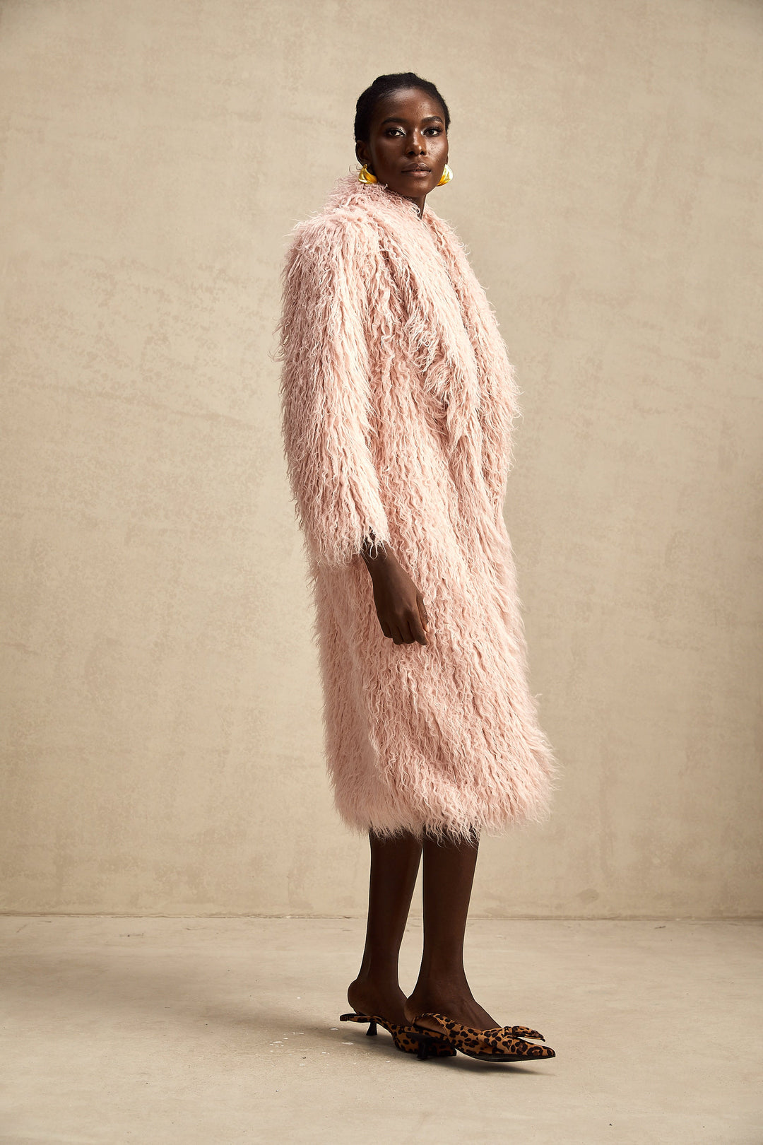 Levoire | Pink Fourrure Synthétique Manteau À Ouverture Avant