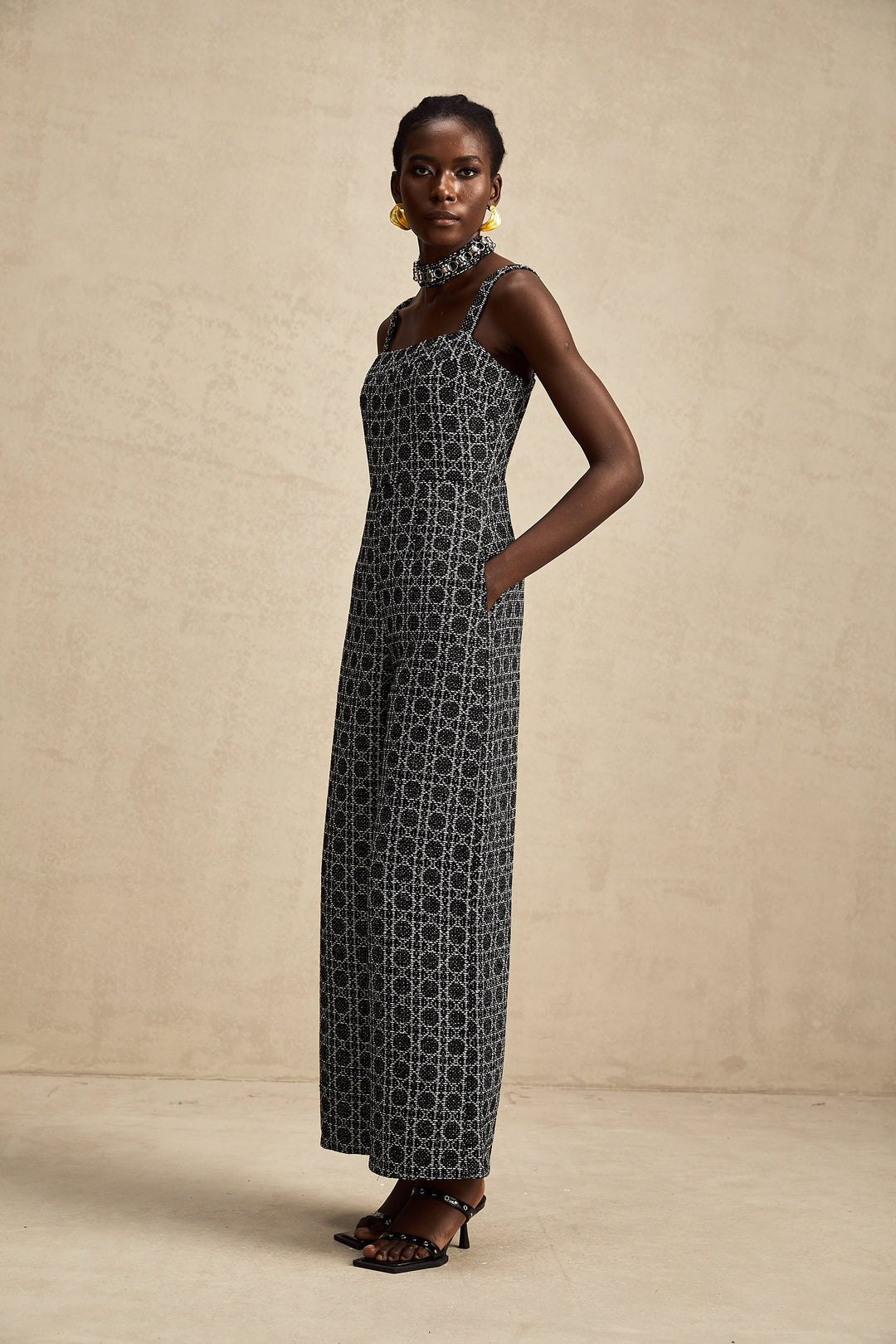 Levoire | Combinaison En Tweed À Motif De Diamant Noir
