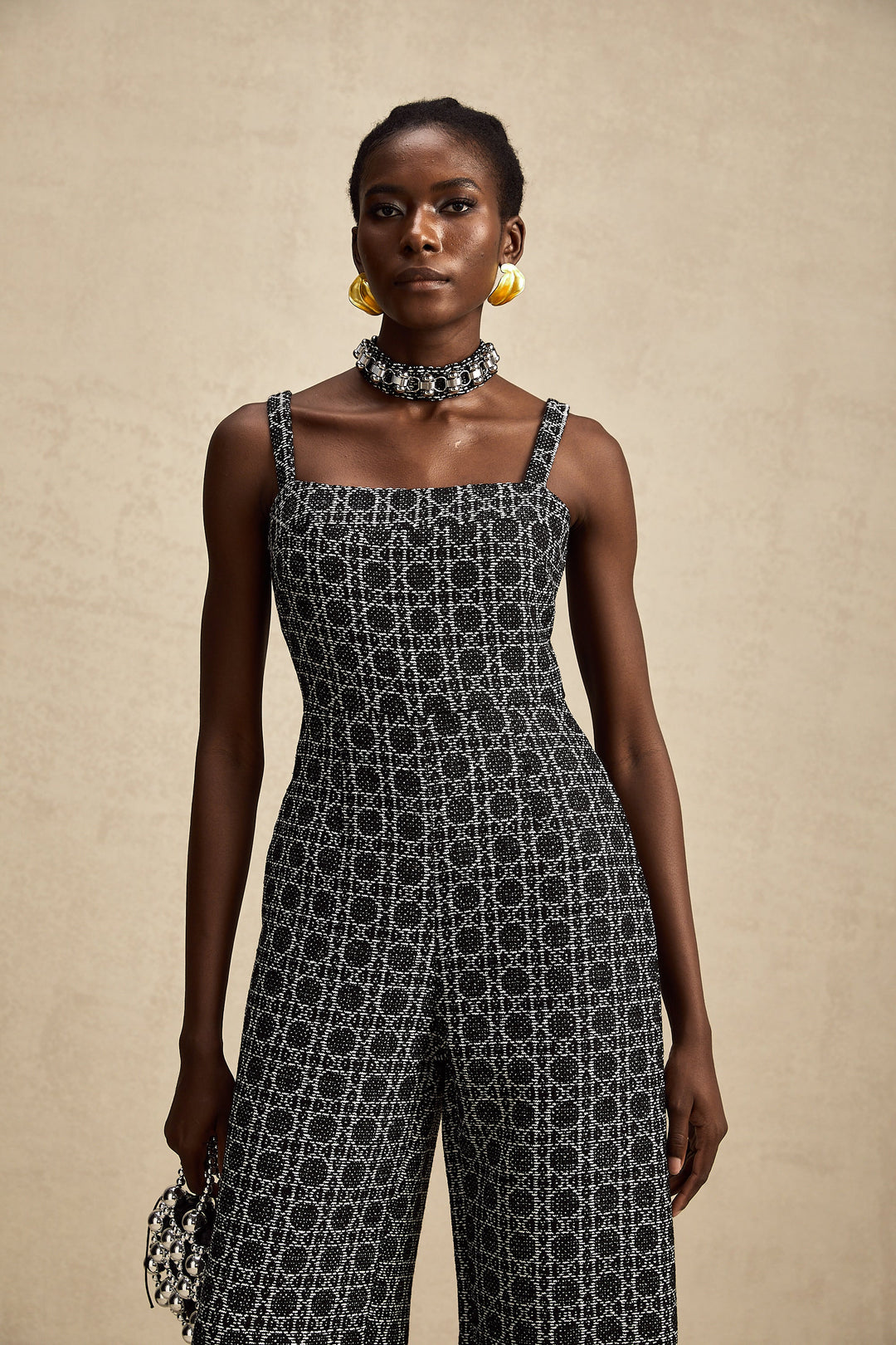 Levoire | Combinaison En Tweed À Motif De Diamant Noir